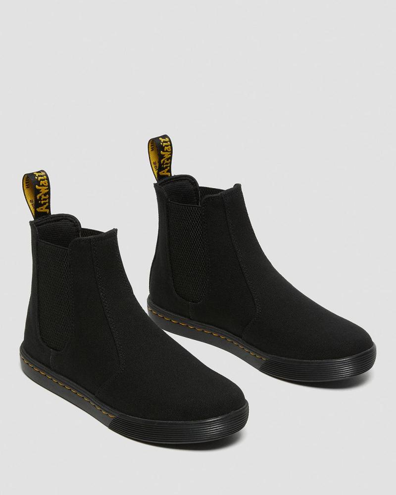 Black Women's Dr Martens Makela Canvas Casual Chelsea Boots | CA 125KOR